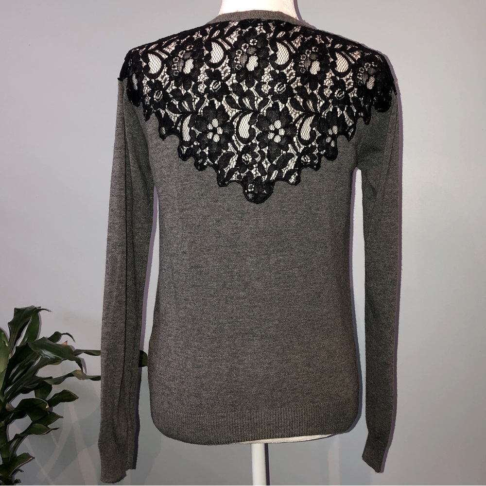 Zara Grey Cardi with black lace - Picture 2 of 5